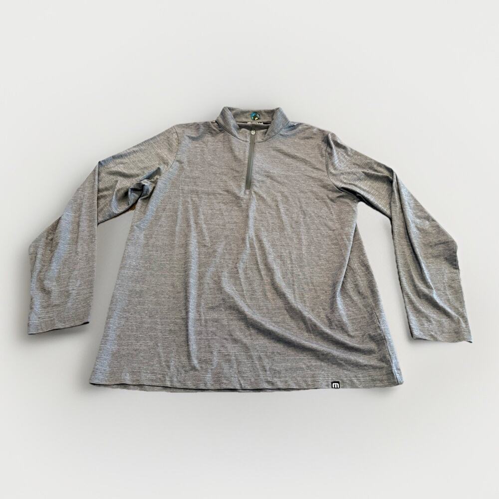 Travis Mathew Mens Gray 1/4 Zip Pullover Stretch Golf Casual Long Sleeve Size L